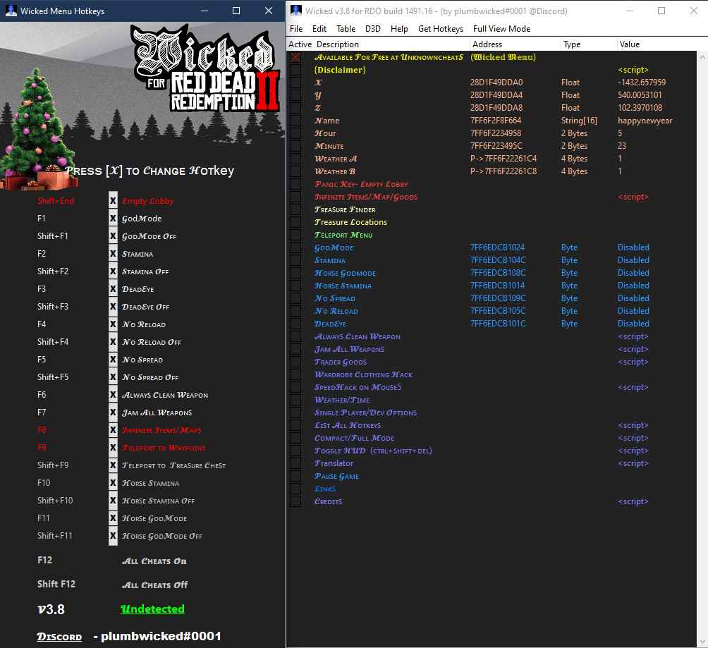 荒野大镖客2 Wicked Menu Cheat Engine辅助 v5.2 第1张 荒野大镖客2 Wicked Menu Cheat Engine辅助 v5.2 第1张